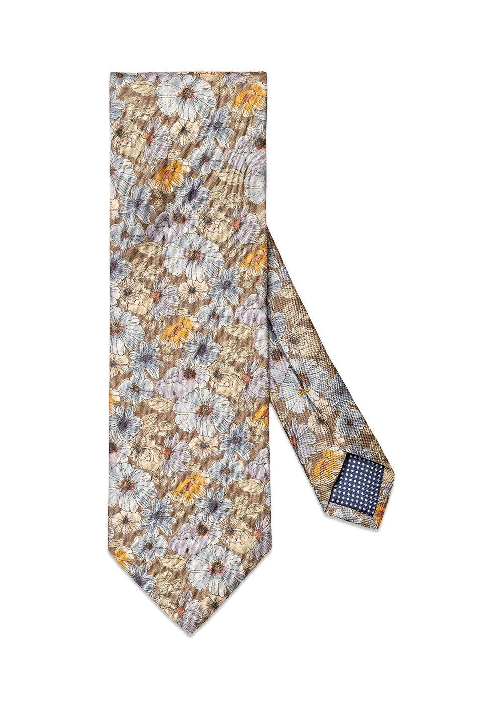Floral Silk Tie - Brown