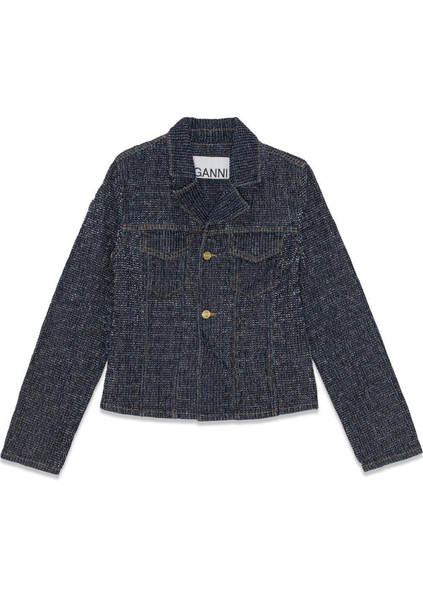 Fluffy Denim Fitted Blazer - Rinse