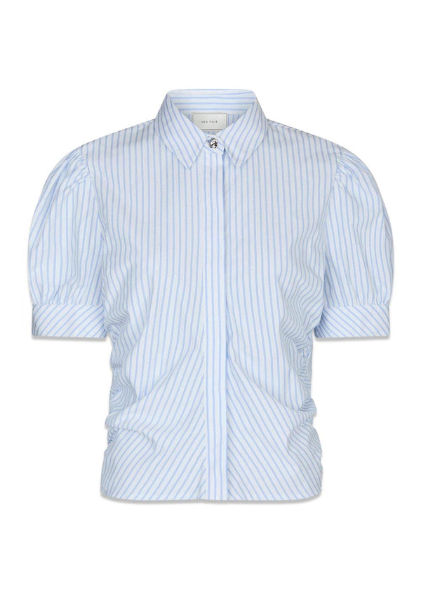 Frannie Stripe Shirt - White/Light Blue-Blouses-Neo Noir-Butler Loftet