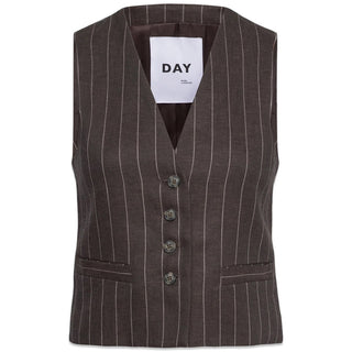 Frida - Casual Linen Stripe - Chocolate Brown-Top-DAY Birger et Mikkelsen-Butler Loftet