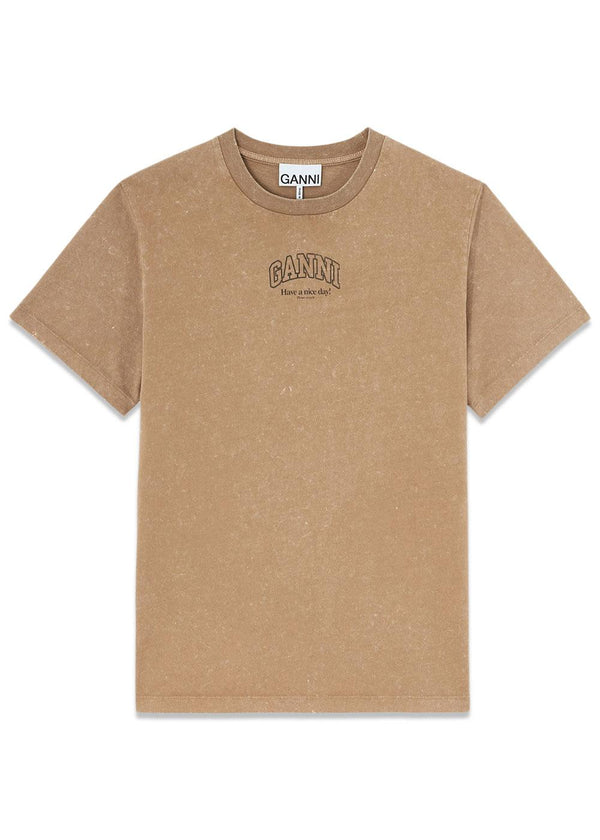 Future Essentials Washed Effect Tee - Coca Mocha-T-shirts-Ganni-Butler Loftet