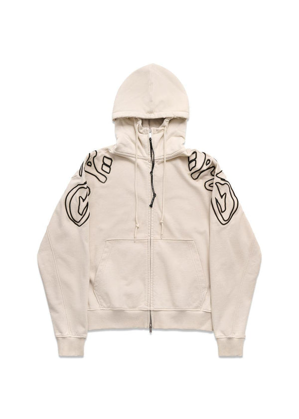 GYLL HOODIE W/ ZIPPER & EMBROIDERY - Faded Sand-Hoodies-ALIS-Butler Loftet