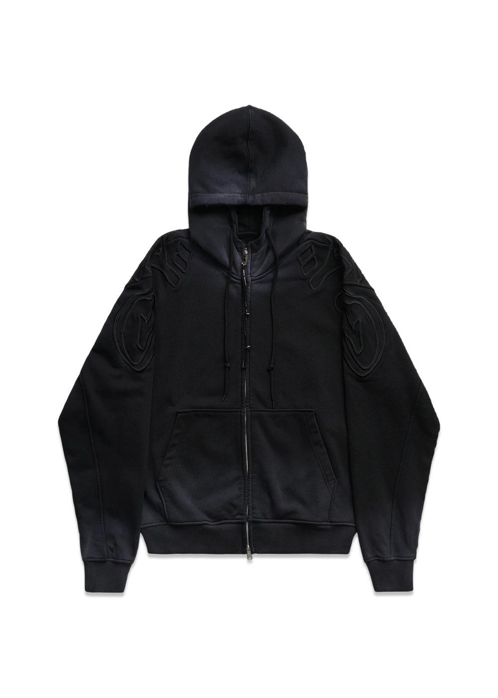 GYLL HOODIE W/ ZIPPER & EMBROIDERY - Washed Black-Hoodies-ALIS-Butler Loftet