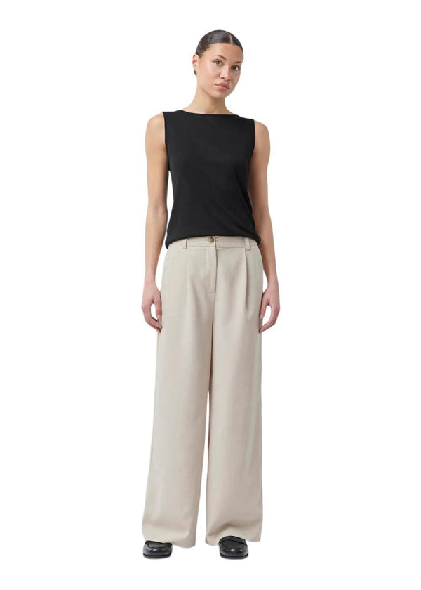 GaleMD 2 wide pants - Beige Melange-Pants-Modström-Butler Loftet