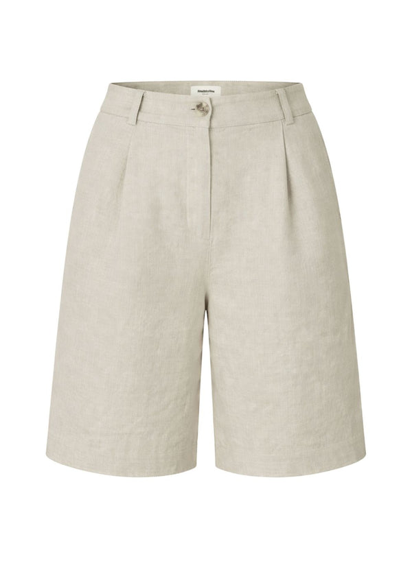 Galemd linen long shorts - Beige Melange-Shorts-Modström-Butler Loftet