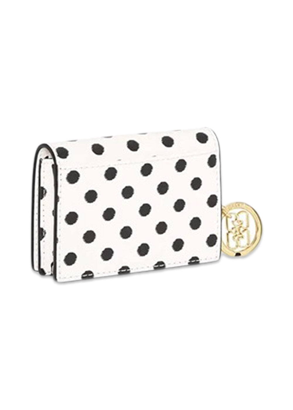 Ganni Bou Card Holder With Flap Print Dots - Egret