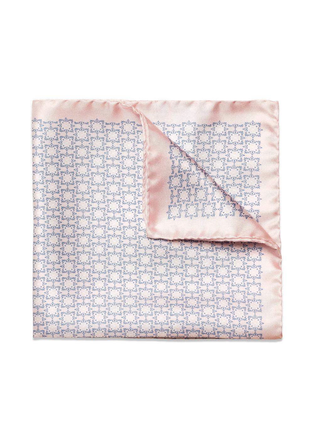 Geometric Silk Pocket Square - Pink