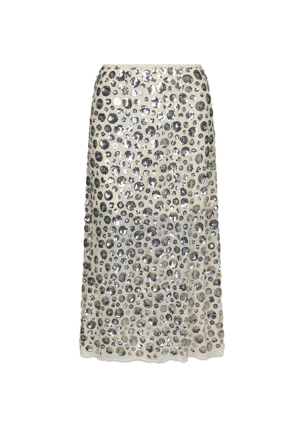 Gilla Flower Sequins Skirt - Creme-Skirts-Neo Noir-Butler Loftet