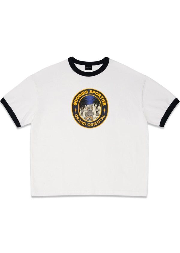 Grand Oriental Ringer Tee - White/Navy-T-shirts-Goodies Sportive-Butler Loftet