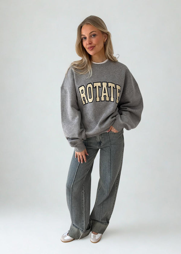 HEAVY SWEAT CREWNECK - Medium Grey Melange-Sweatshirts-Rotate-Butler Loftet