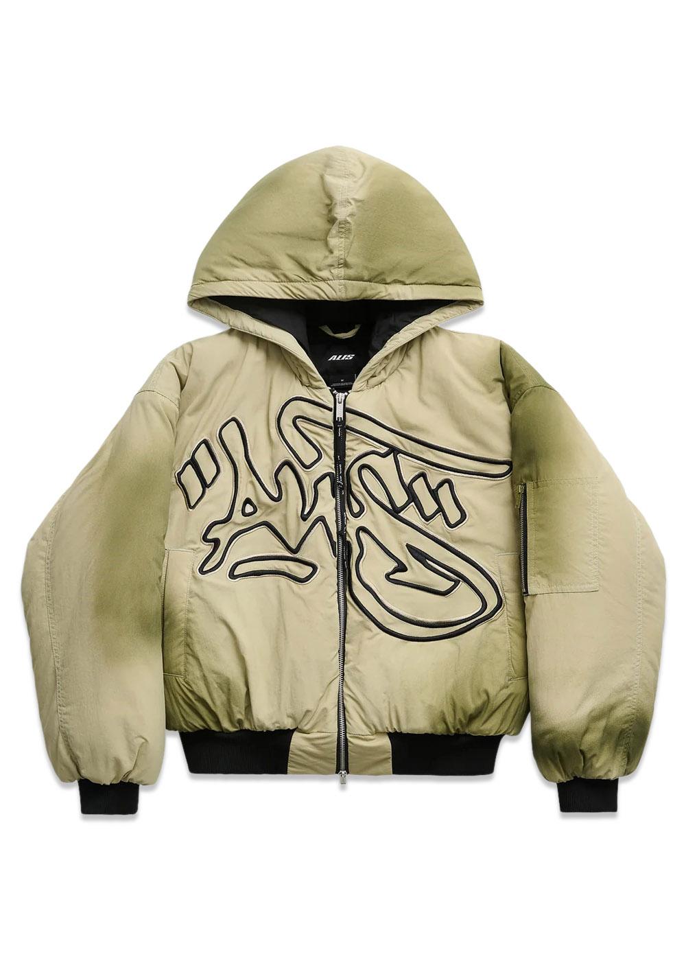 HOIY OVERSIZED BOMBER JACKET W/ EMBROIDERY - Gray Green + Spray-Outerwear-ALIS-Butler Loftet