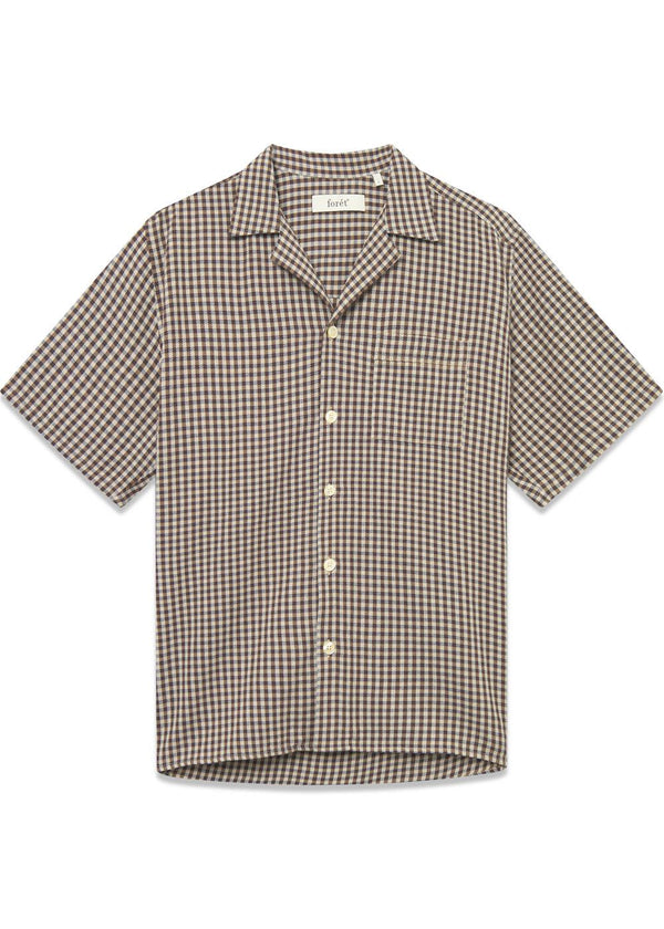 HUSH TWILL SS SHIRT - Brown Check-Shirts-Forét-Butler Loftet