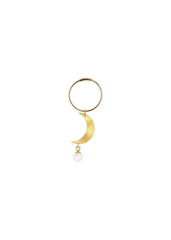 Half Moon Creole with pearl - Gold-Plated Silver-Jewellery-Jane Kønig-Butler Loftet