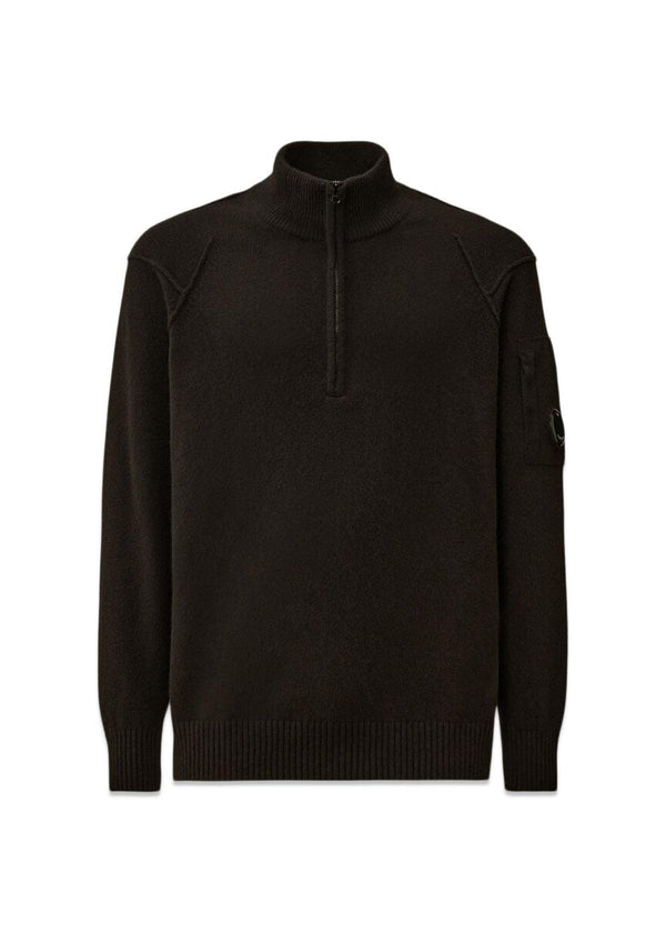Half Zip Lambswool GRS - Black-Knitwear-C.P. Company-Butler Loftet