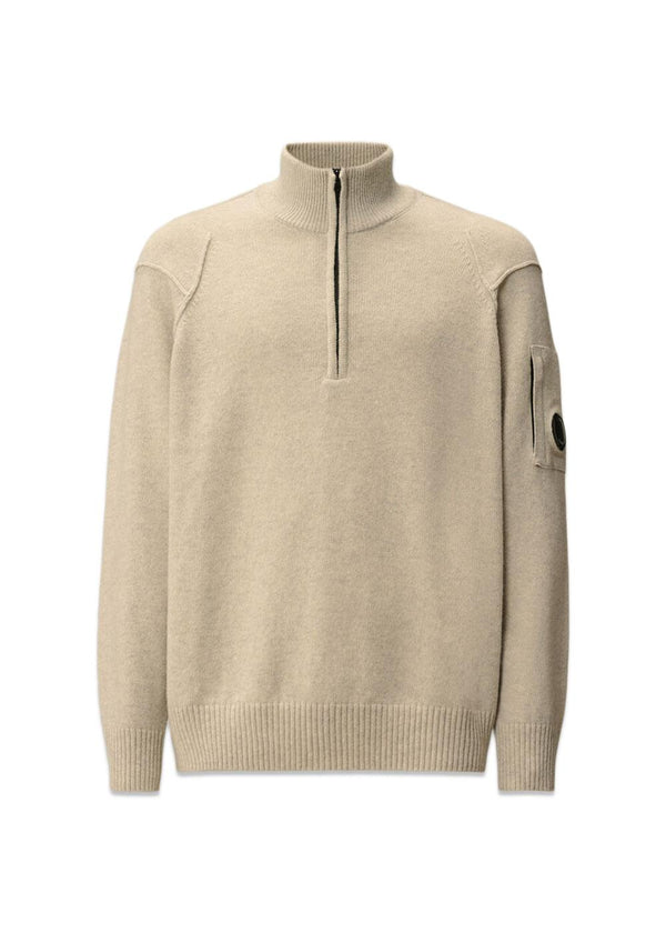 Half Zip Lambswool GRS - Gauze White-Knitwear-C.P. Company-Butler Loftet
