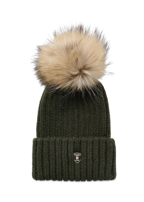 Hat Pom Pom - Dark Olive/Natural