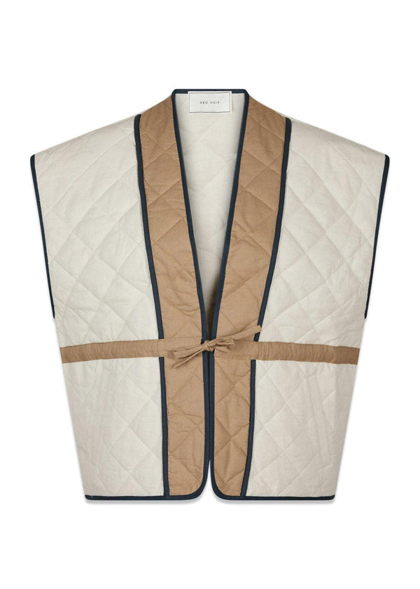 Helen Solid Quilt Vest - Creme-Outerwear-Neo Noir-Butler Loftet