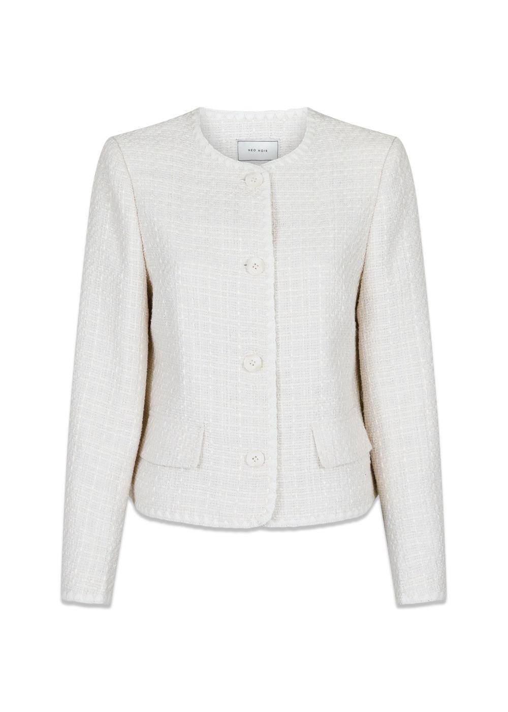 Neo Noirs Helina Boucle Jacket - Off White. Køb overtøj her.