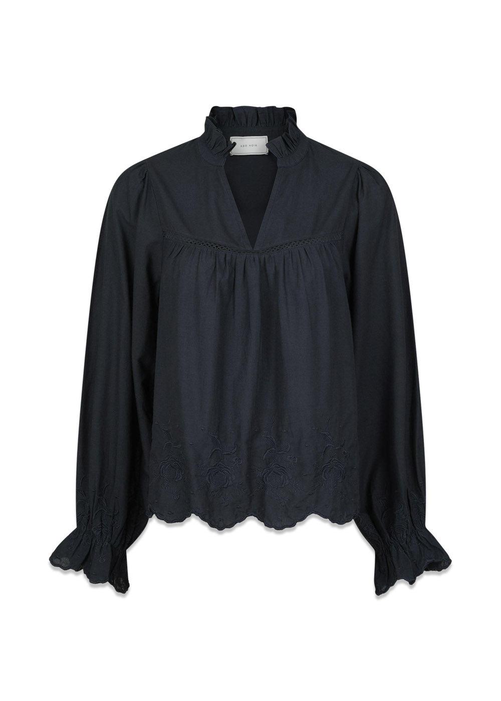 Heline Emb Blouse - Navy