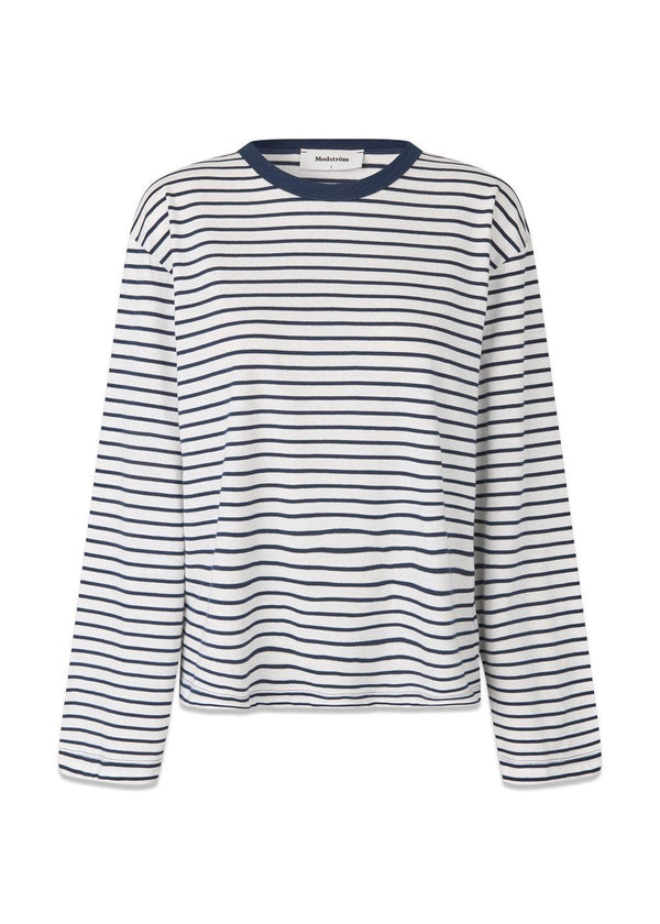 HellenMD LS stripe t-shirt - Soft Navy Stripe-T-shirts-Modström-Butler Loftet