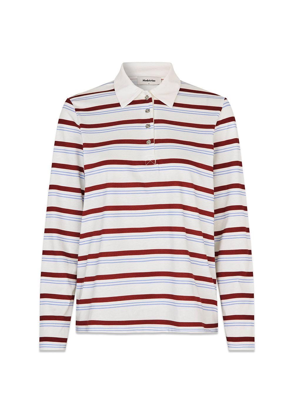 Hellenmd LS stripe polo - Andorra Blue Stripe-T-shirts-Modström-Butler Loftet