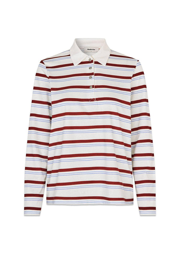 Hellenmd LS stripe polo - Andorra Blue Stripe-T-shirts-Modström-Butler Loftet