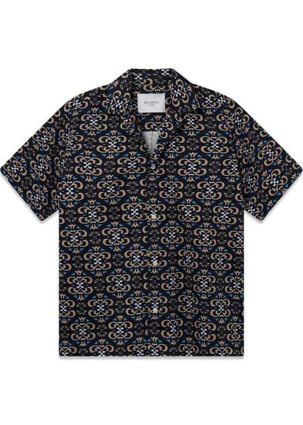 Hendrix AOP SS Shirt - Dark Navy/Dark Sand