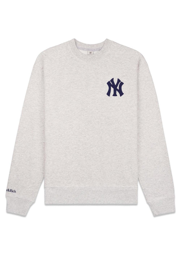 Heritage Yankees Serif Crewneck - Heather Grey-Sweatshirts-Sporty & Rich-Butler Loftet