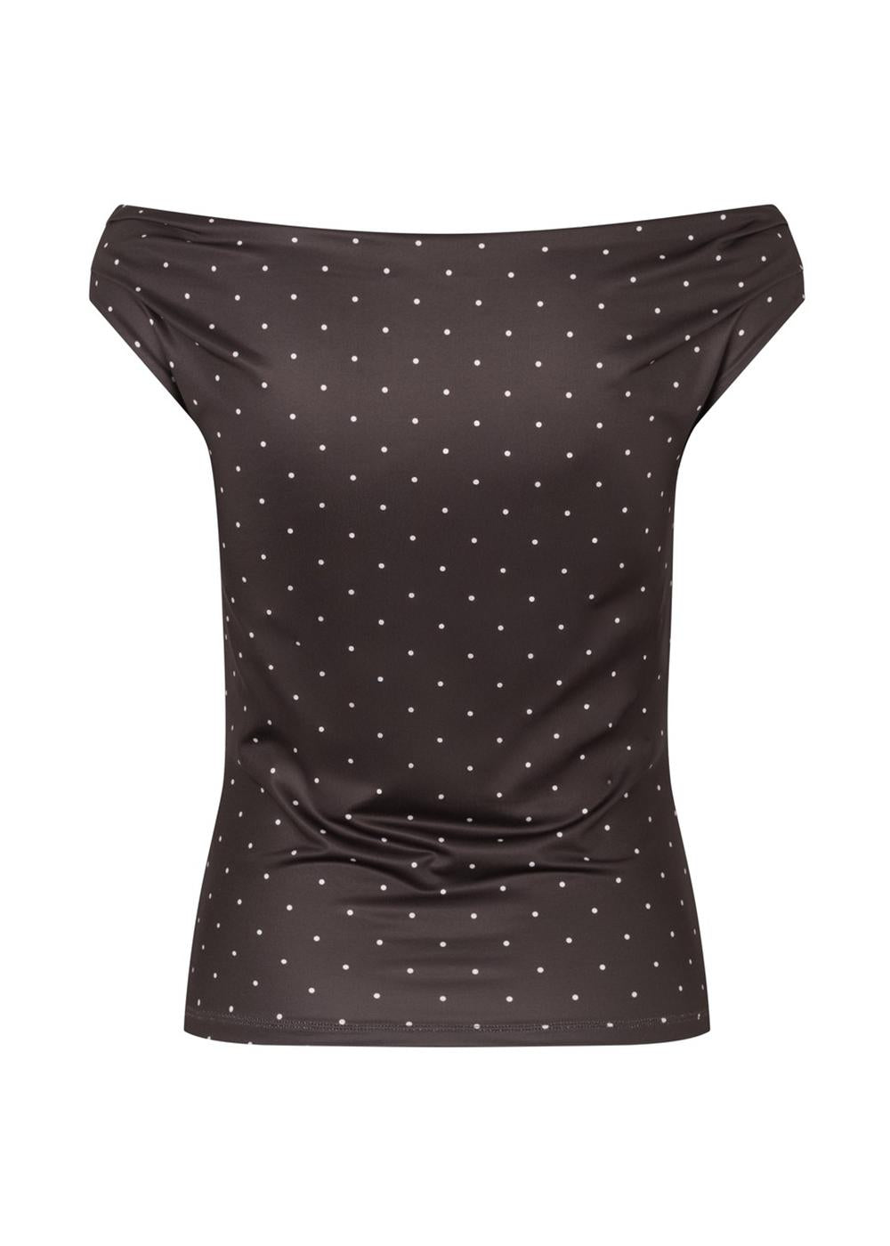 Himamd print off-shoulder top - Seal Brown Dot-Top-Modström-Butler Loftet