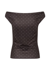 Himamd print off-shoulder top - Seal Brown Dot-Top-Modström-Butler Loftet