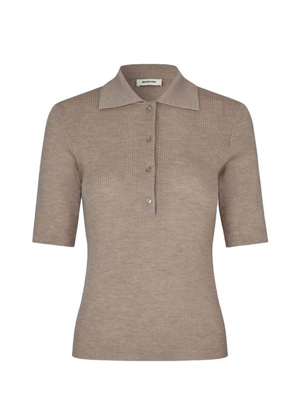 Hirokimd SS polo - Chocolate Chip-Knitwear-Modström-Butler Loftet