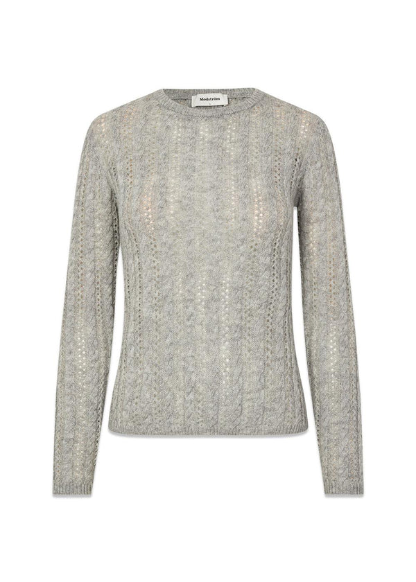 HowieMD cable o-neck - Grey Melange