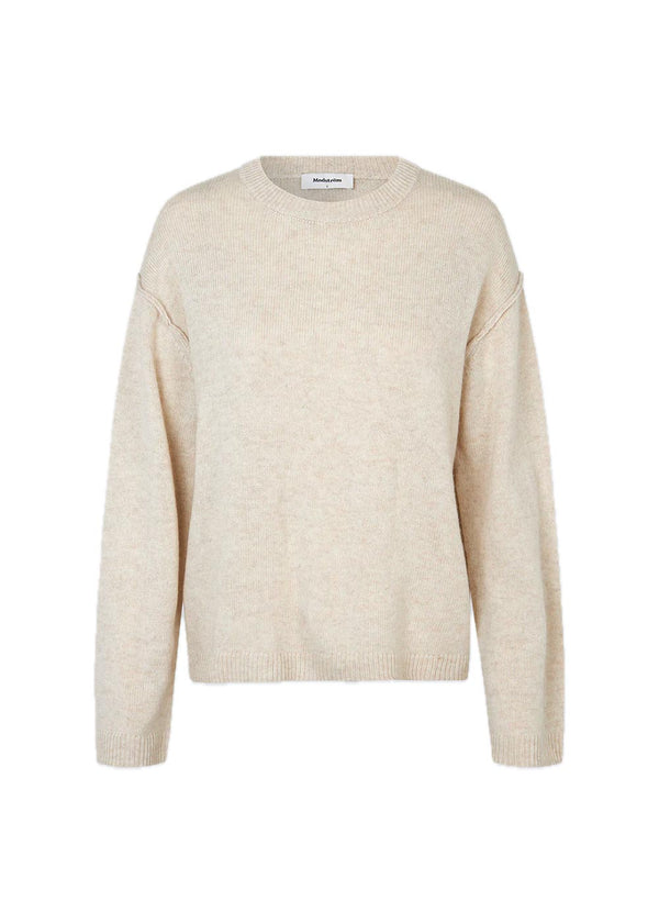 HowieMD o-neck - Beige Melange-Knitwear-Modström-Butler Loftet