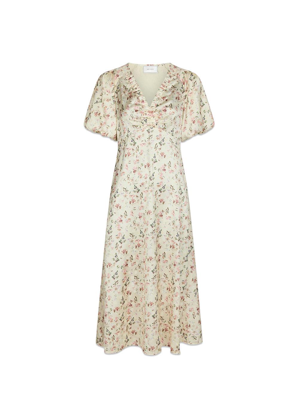 Illana Flower Print Dress - Creme-Dress-Neo Noir-Butler Loftet