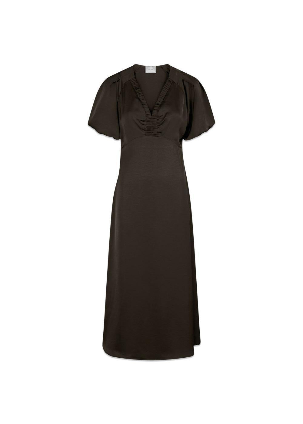 Illana Heavy Sateen Dress - Dark Brown-Dress-Neo Noir-Butler Loftet