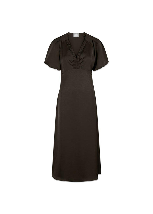 Illana Heavy Sateen Dress - Dark Brown-Dress-Neo Noir-Butler Loftet