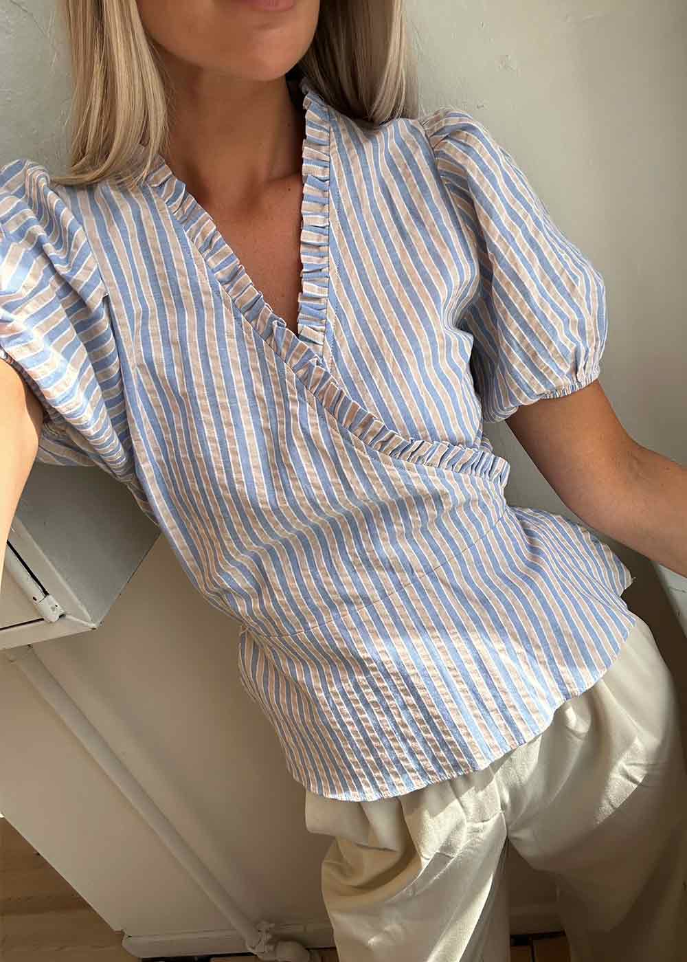 Isabella Stripe Top - Light Blue