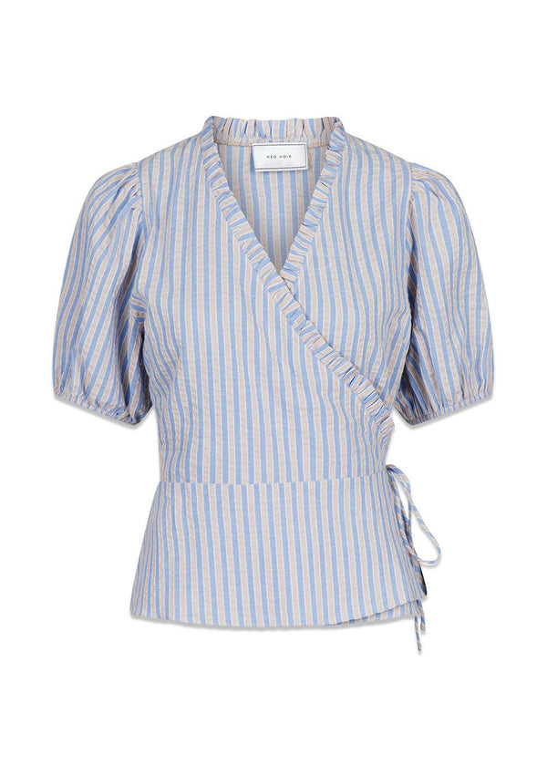 Neo Noirs Isabella Stripe Top - Light Blue. Køb blouses her.