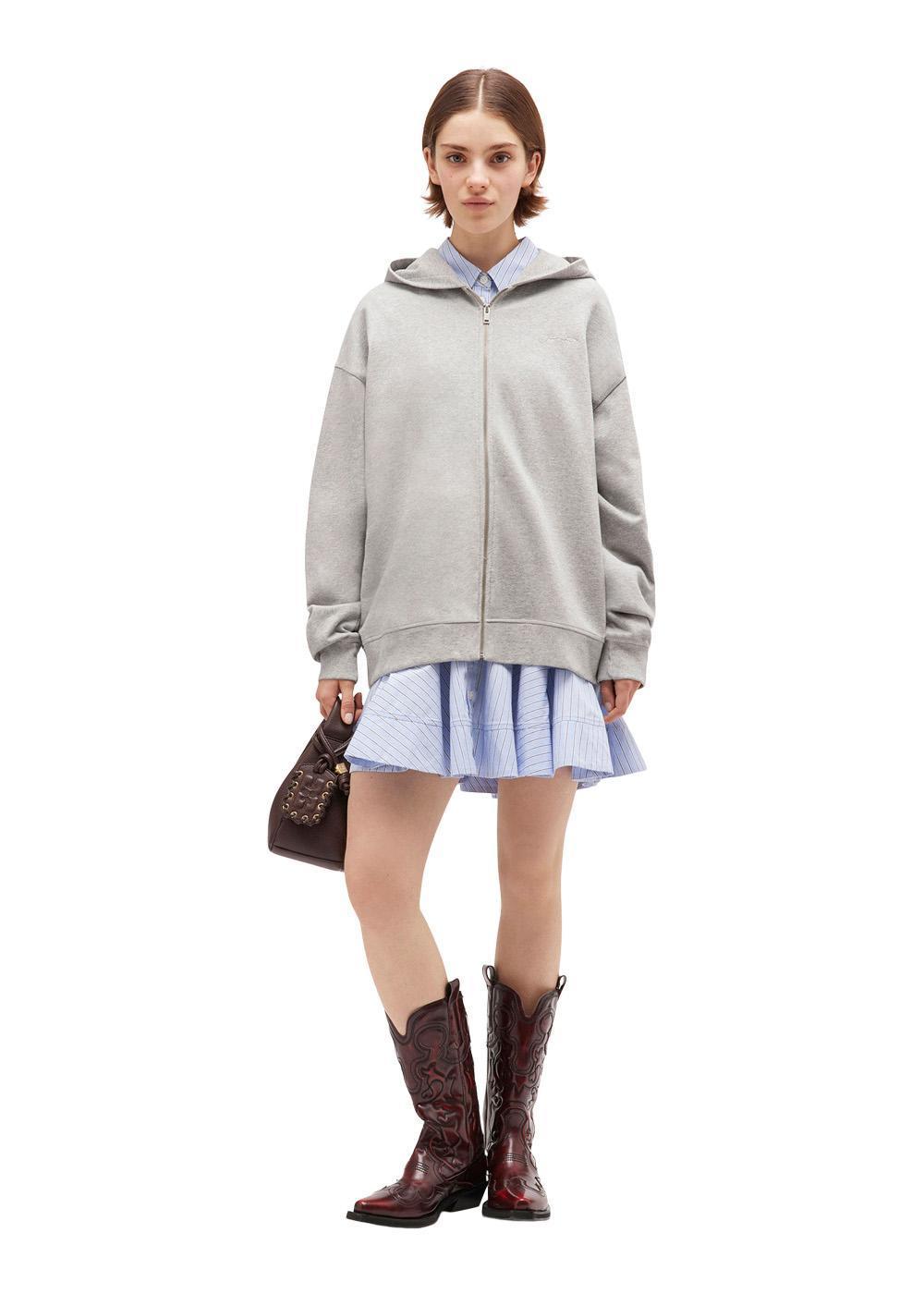 Isoli Teddy Oversized Zip Hoodie - Paloma Melange-Sweatshirts-Ganni-Butler Loftet