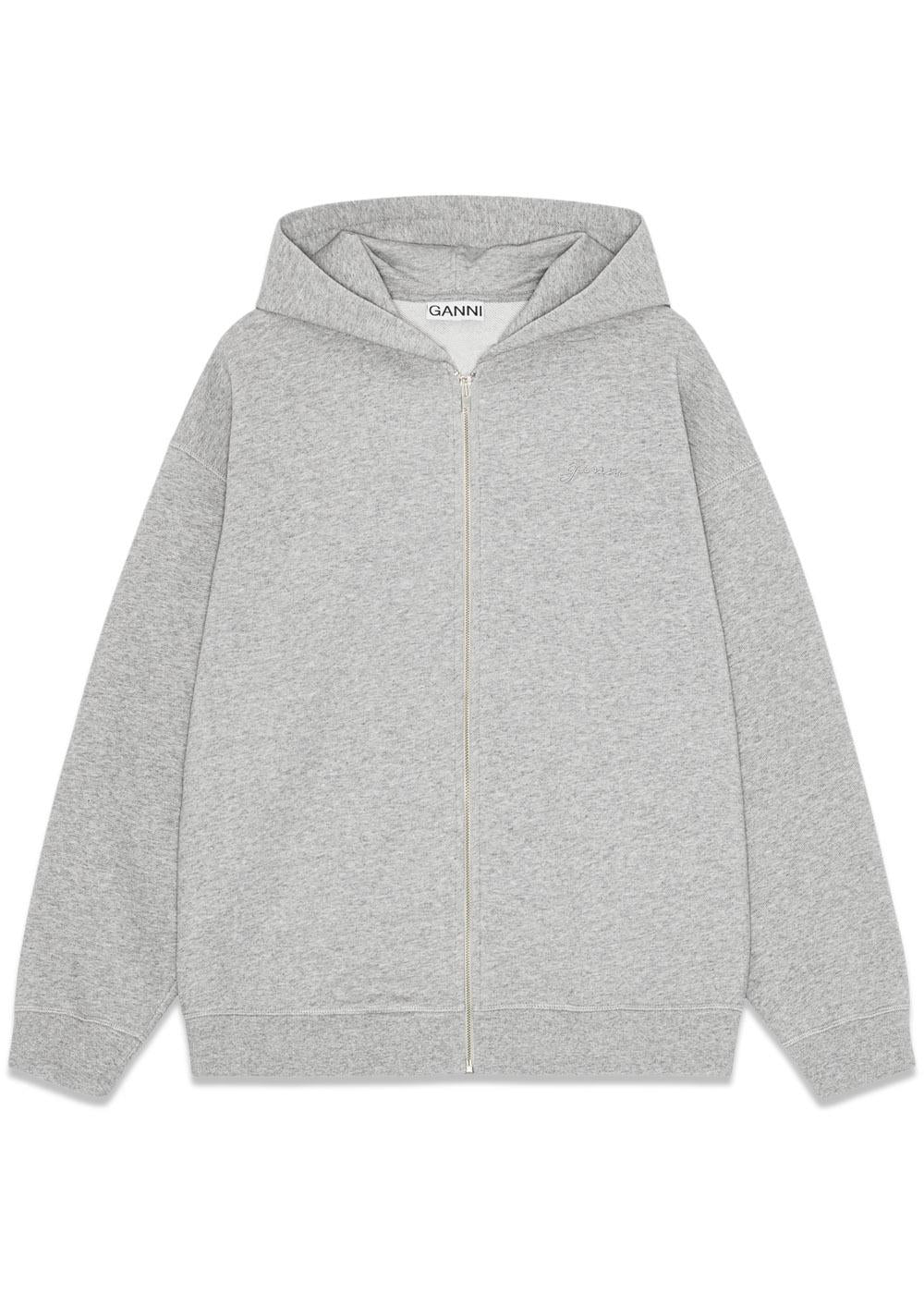 Isoli Teddy Oversized Zip Hoodie - Paloma Melange-Sweatshirts-Ganni-Butler Loftet