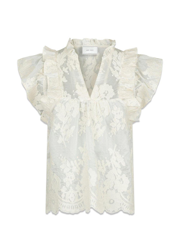 Jayla Big Embroidery Top - Off White