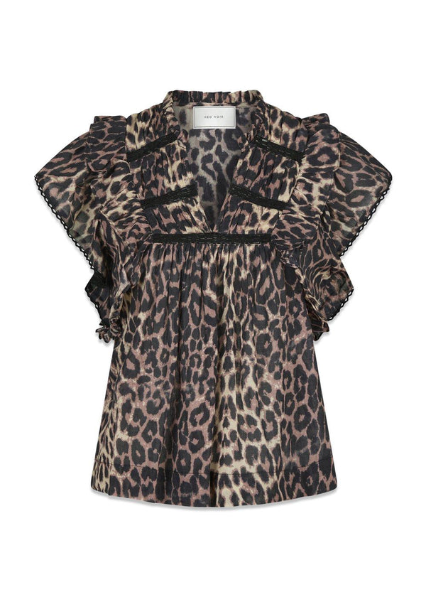 Jayla Leo Voile Top - Leopard