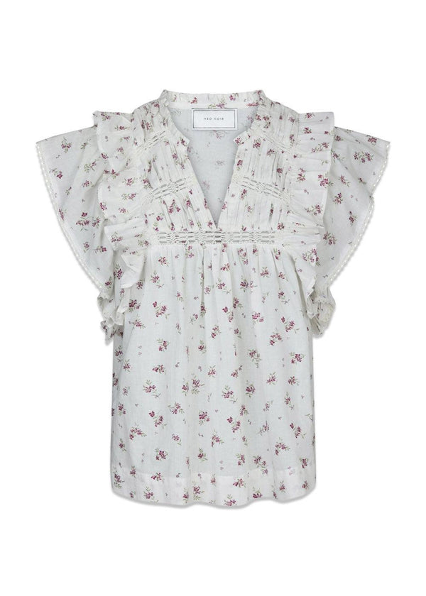 Jayla Small Blossom Top - Creme-Top-Neo Noir-Butler Loftet