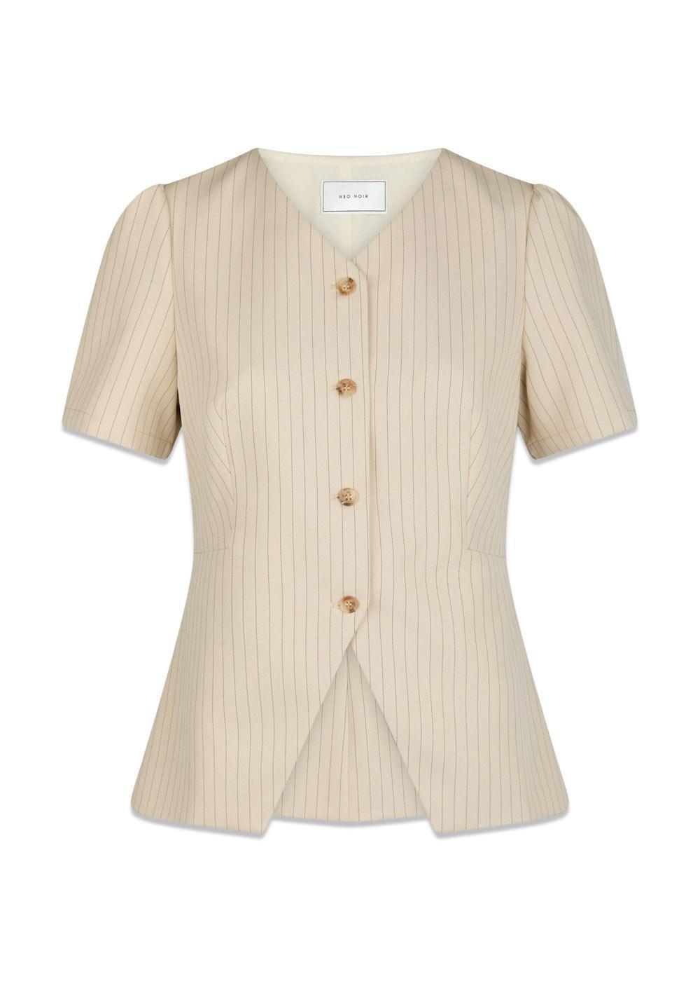 Jules Pinstriped Blouse - Sand-Blouses-Neo Noir-Butler Loftet