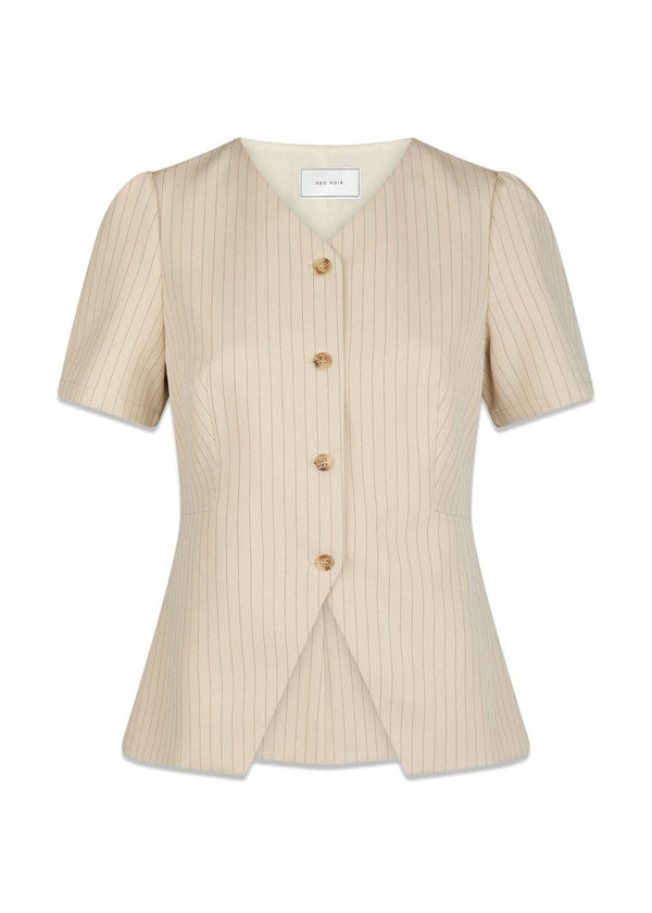 Jules Pinstriped Blouse - Sand-Blouses-Neo Noir-Butler Loftet