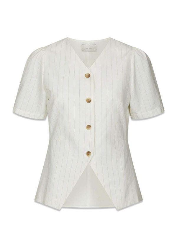 Jules Summer Stripe Blouse - Taupe Stripe-Blouses-Neo Noir-Butler Loftet