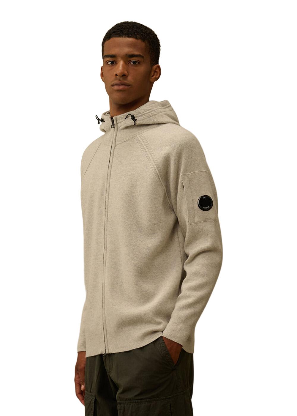 KNITWEAR CARDIGAN - Off White Melange-Knitwear-C.P. Company-Butler Loftet