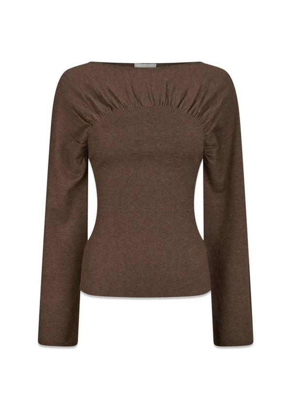 Kaiba Knit Blouse - Brown Melange-Knitwear-Neo Noir-Butler Loftet