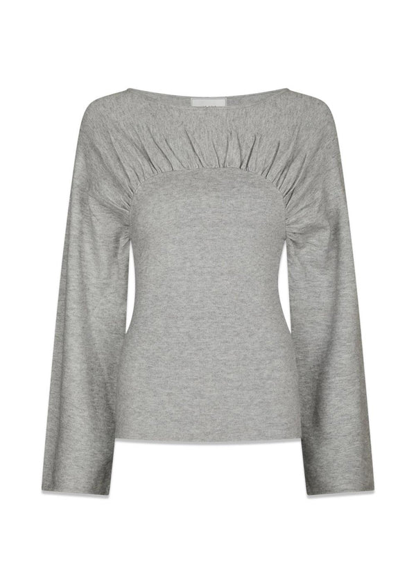 Kaiba Knit Blouse - Light Grey Melange-Knitwear-Neo Noir-Butler Loftet