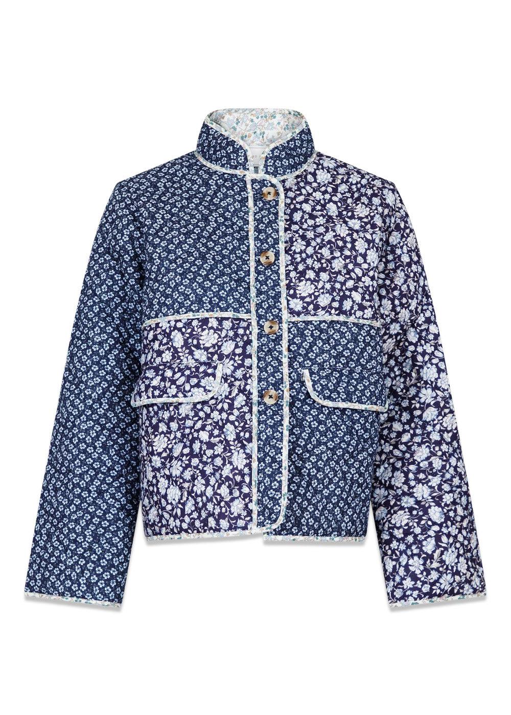 Kamil Quilt Combination Jacket - Blue